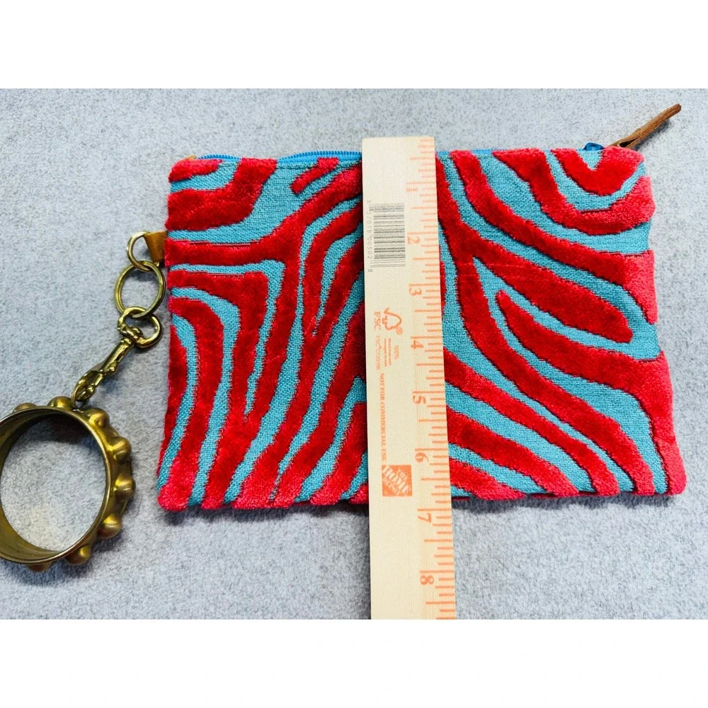 Zebra Print Medium Purse Clutch Pouch‎ Pink Turquoise Bracelet Statement Trendy